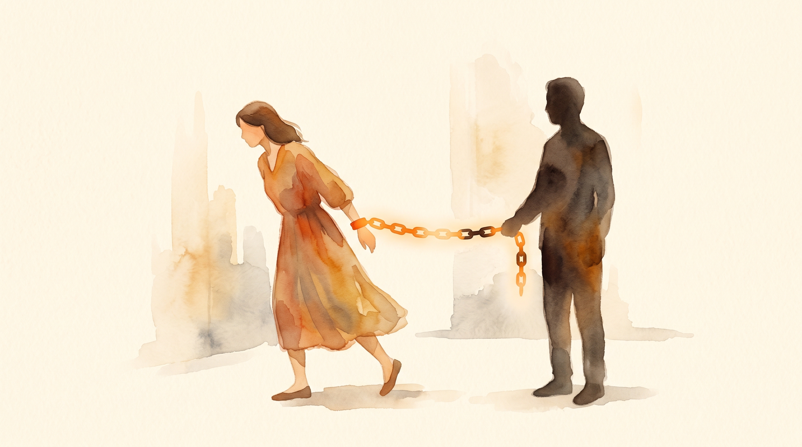 Watercolor-Illustration einer Person, die an einer toxischen Verbindung festhält